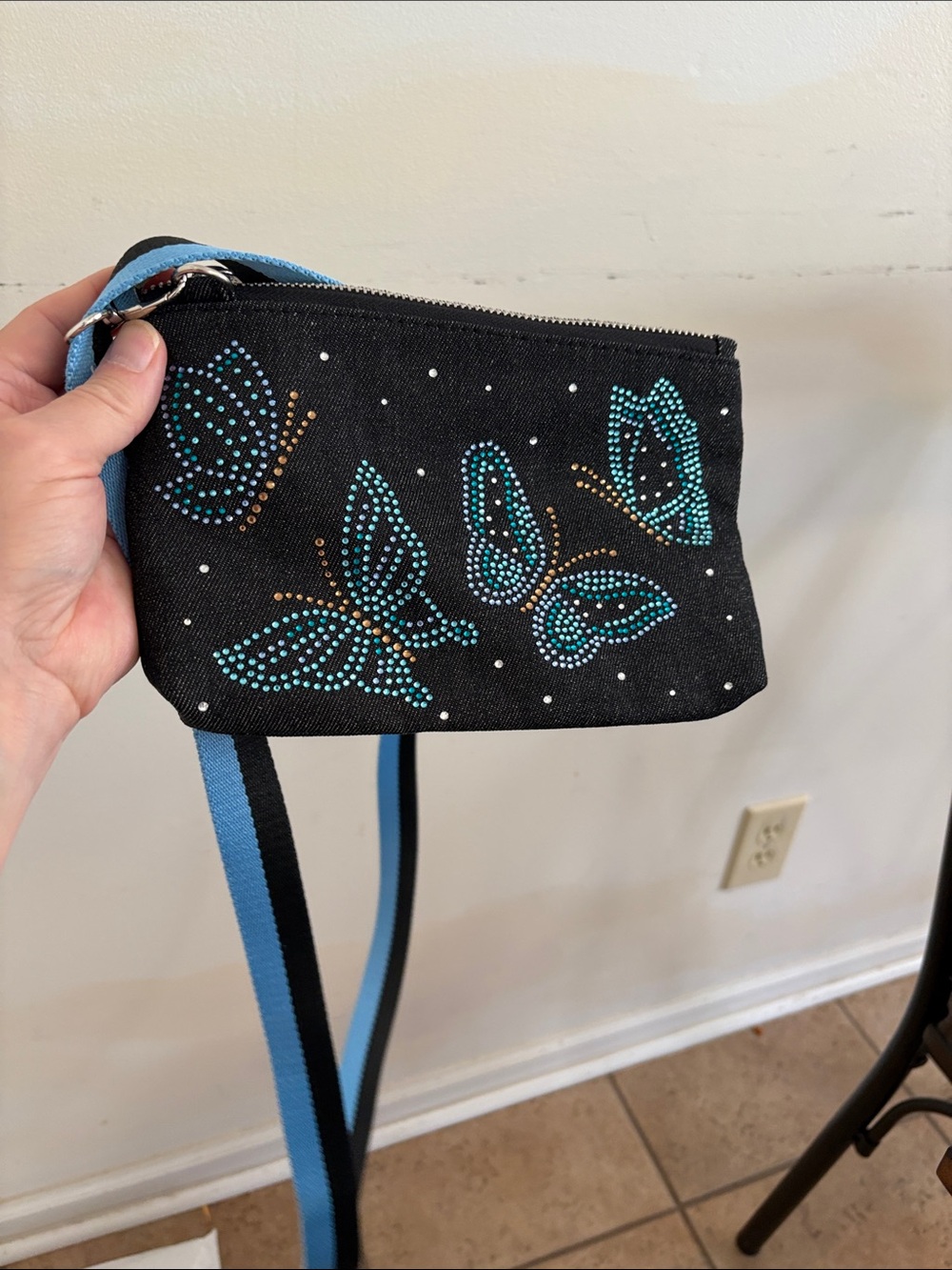 Brighton Butterfly Embellished Crossbody Wristlet - Blue Accents